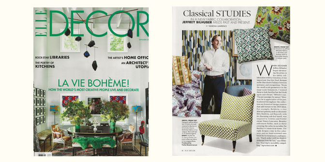 elle decor magazine, sept. 2020, article on jeffrey bilhuber & legracieux